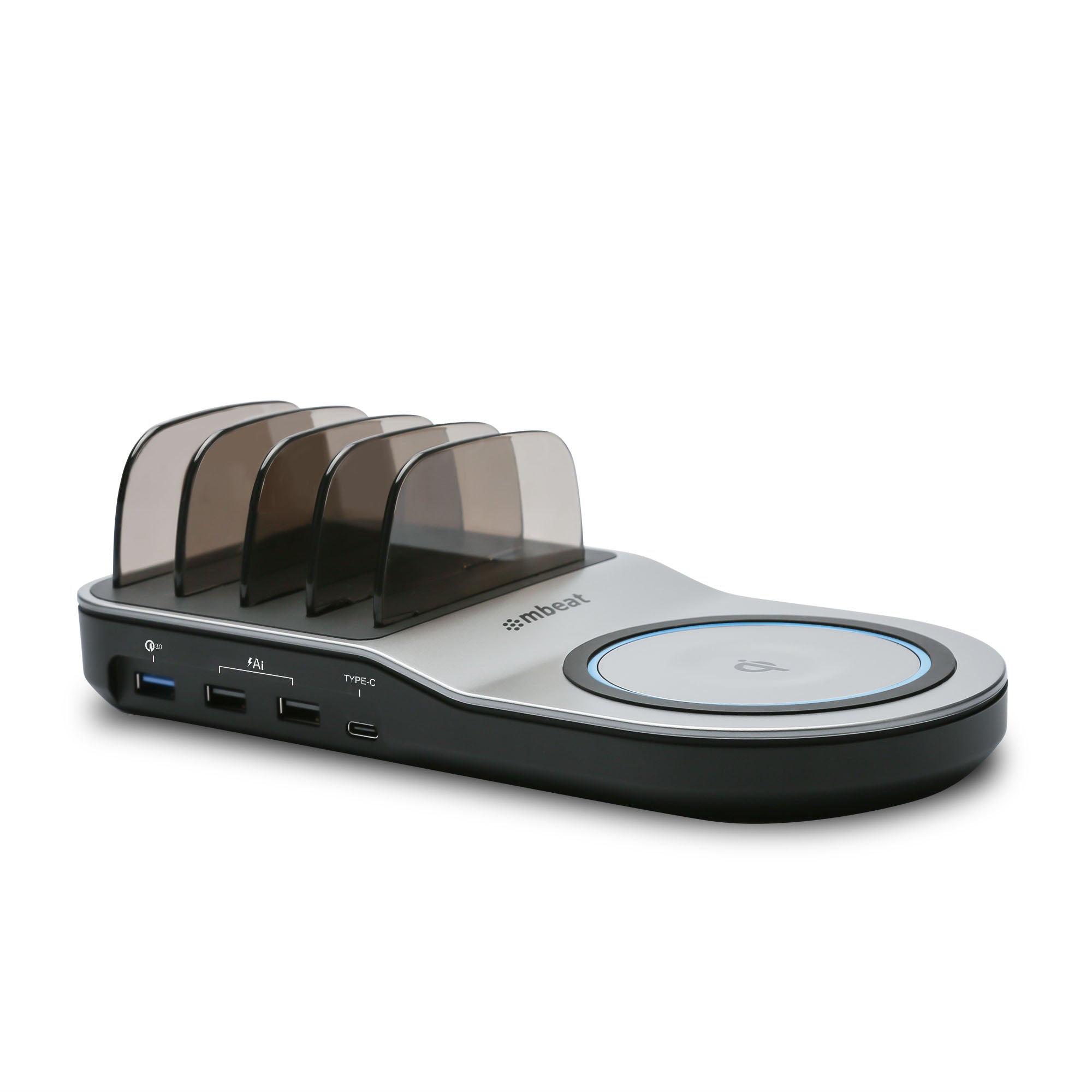 mbeat Gorilla Power 50W Qi Certified Multi-Device USB & Wireless Charging Dock Fast Charge USB Port: DC 5V/3A, 9V/2A, 12V/1.5A Product Weight0.5 mbeat Gorilla Power 50W Qi Certified Multi-Device USB & Wireless Charging Dock Fast Charge USB Port: DC 5V/3A, 9V/2A, 12V/1.5A Product Weight0.5